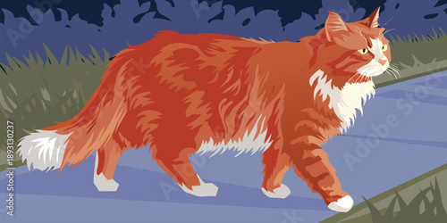 Vibrant Graphic Depiction of a Ginger Cat with Striking Yellow Green Eyes