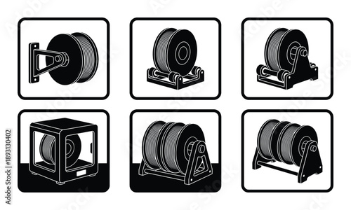 Outline spool holder for 3d printing equipment components vector illustration object