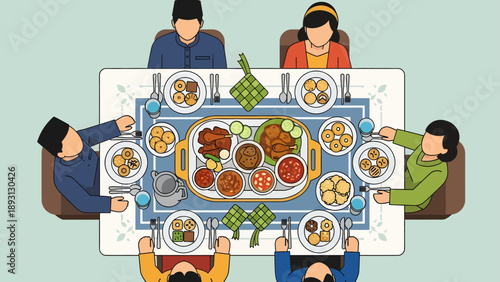 Family Gathering Around Dinner Table.