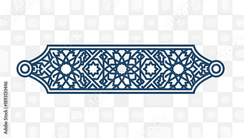 Blue Ornate Decorative Element with Floral Patterns.