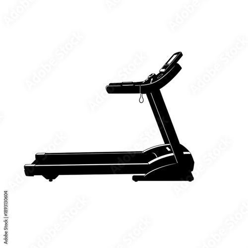 A sleek and modern black treadmill silhouette with a