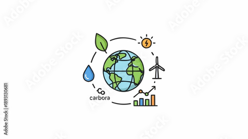 Earth with eco friendly symbols around.