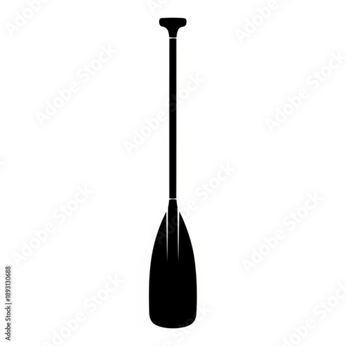 A sleek black paddle with a long handle and a wide blade