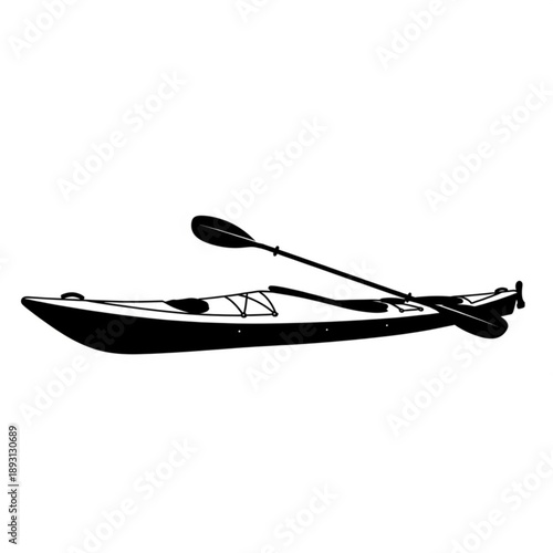Black silhouette of a kayak with paddle