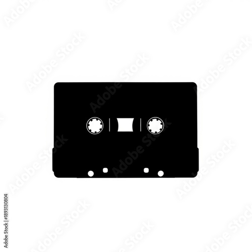 Black cassette tape icon with reels and label