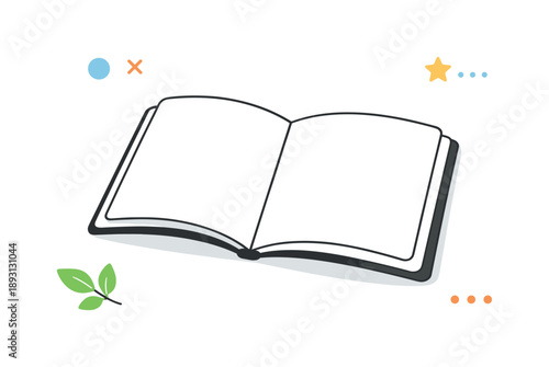 Minimalist Paper Notebook. Paper notebook minimal. A simple paper notebook lying on a clean surface, slightly open with blank pages visible. Calm stationery