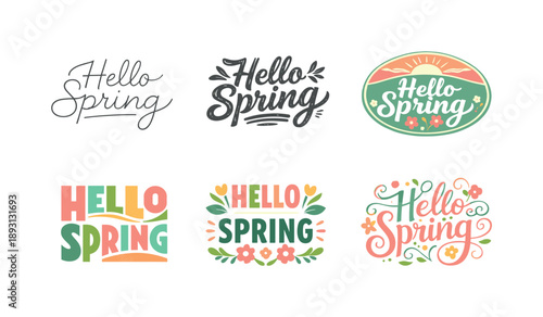 Artistic Emblematic Lettering. Soft Spring Palette. Set lettering. harmonious lettering variations of the same emblematic concept, each with different artistic