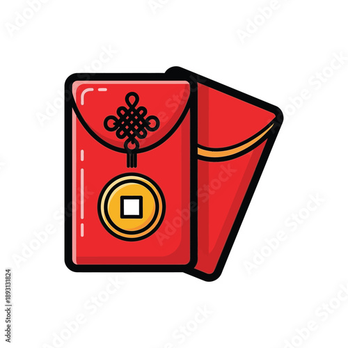 Red envelopes with traditional designs, symbolizing cultural heritage and festive celebrations, viewed from the front