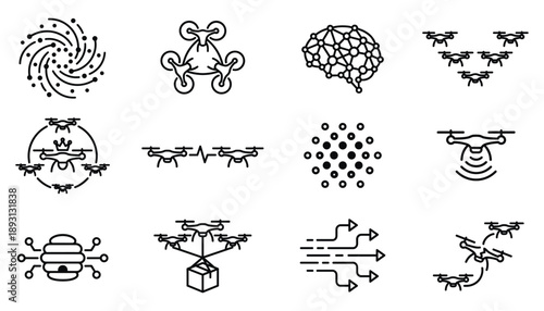 Artificial intelligence abstract swirl with digital connections of dots and lines