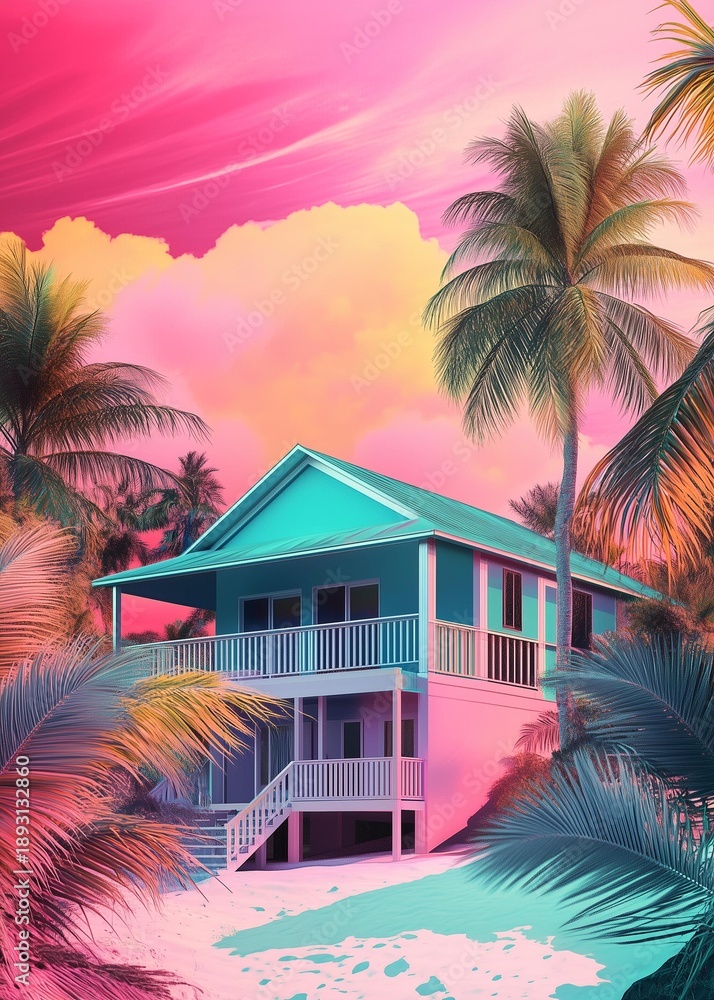 Fototapeta premium Creative, aesthetic concep, hot summer, exotic destiation