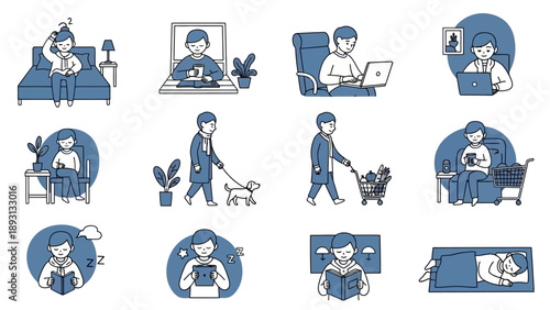 Daily life activities of people at home and outdoors.