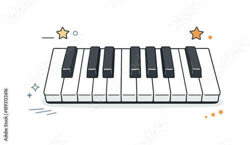 Elegant Piano Focus. Piano keys close-up ? performance focus. Piano keys highlighted under soft light, sense of preparation before playing. Minimal stage mood