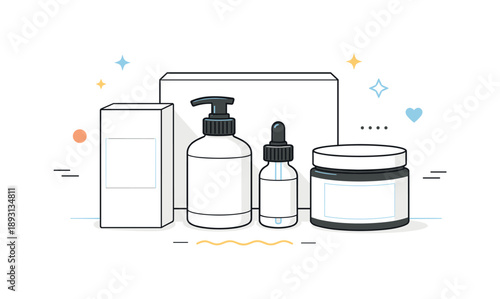 Minimalist Packaging Mockup. Packaging mockup minimal style. Simple box and container forms with blank labels, arranged symmetrically to highlight branding