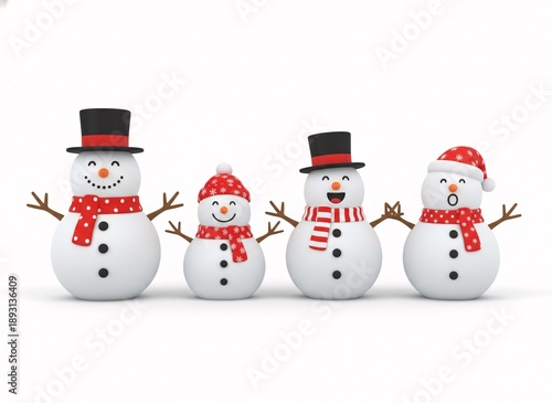 A Row of Festive Snowmen