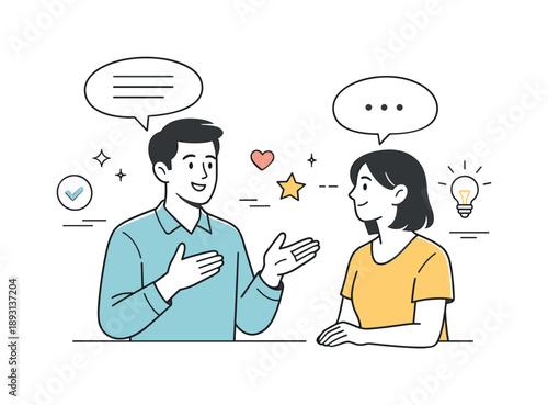 Assertiveness in Conversation. Assertiveness training session. A person speaks confidently while maintaining calm body language during a conversation. Clear