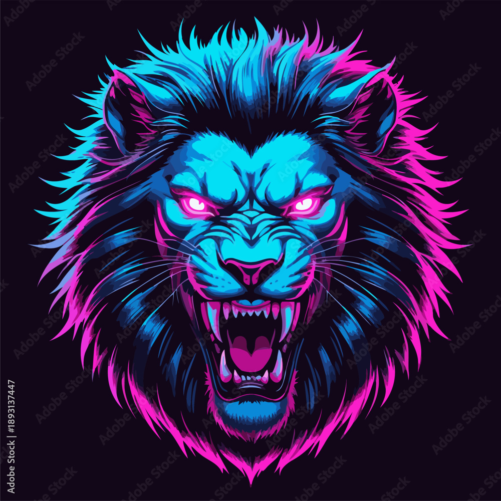 Obraz premium Image of a neon style lion head