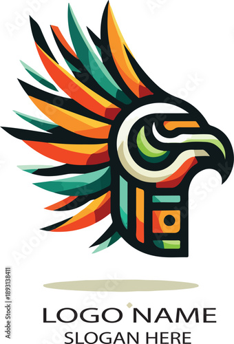  quetzalcoatl head god mexican aztec cultural logo icon vector white background