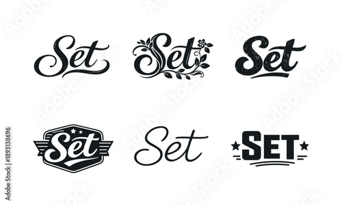 Harmonious Emblematic Lettering. Refined Serif Lettering. Set lettering. harmonious lettering variations of the same emblematic concept, each with different