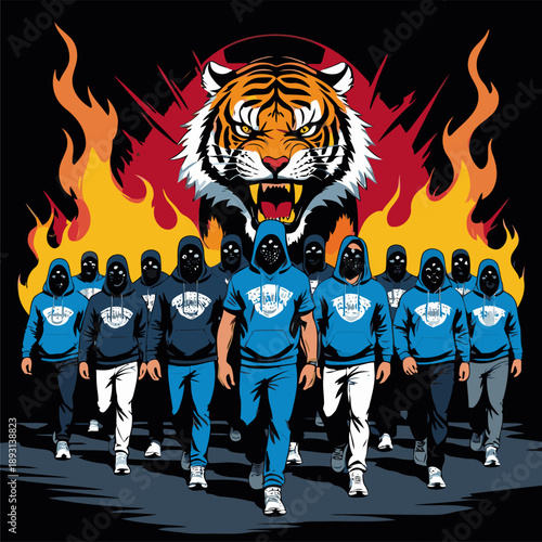 vector illustration of a fanatical football club supporter