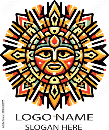 inca Sun and Moon Vector Illustration Icon Design