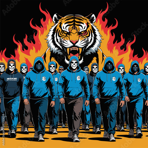 vector illustration of a fanatical football club supporter