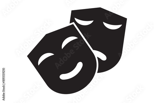 Theatre Mask icon, Drama Mask Icon, Theatrical Masks icon, cartoon style theatre mask icon.