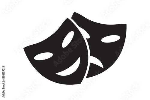 Theatre Mask icon, Drama Mask Icon, Theatrical Masks icon, cartoon style theatre mask icon.