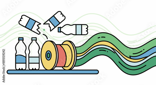 Plastic Bottle Recycling to Textile Spool for Sustainable Fashion