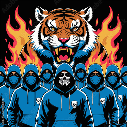 vector illustration of a fanatical football club supporter