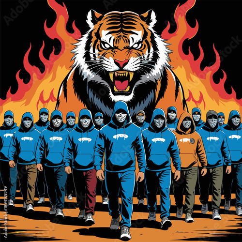 vector illustration of a fanatical football club supporter