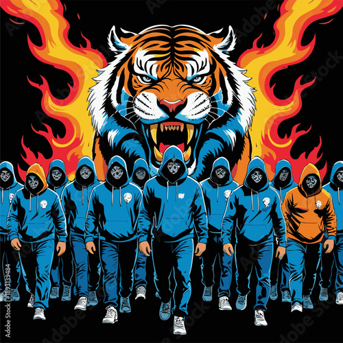 vector illustration of a fanatical football club supporter