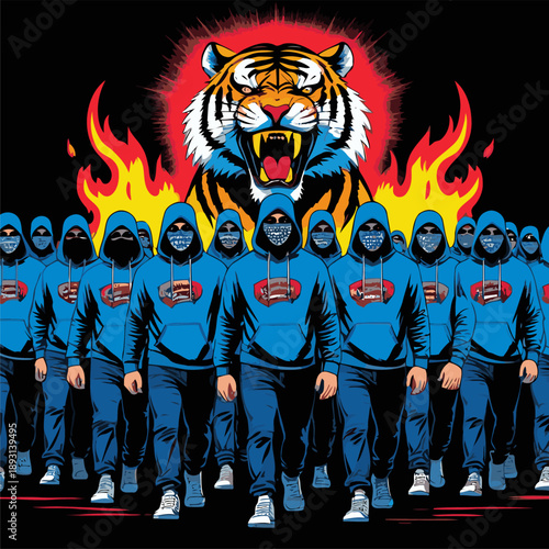 vector illustration of a fanatical football club supporter