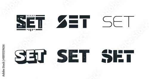 Diverse Typography Designs. Modern bold typography lettering. Set lettering. harmonious lettering variations of the same emblematic concept, each