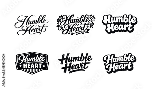 Humble Heart Variations. Humble Heart. Set lettering. harmonious lettering variations of the same emblematic concept, each with different artistic
