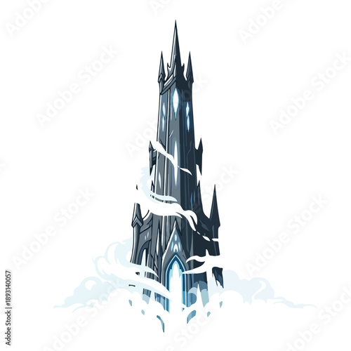 Fantasy Castle Tower with Snow and Ice.