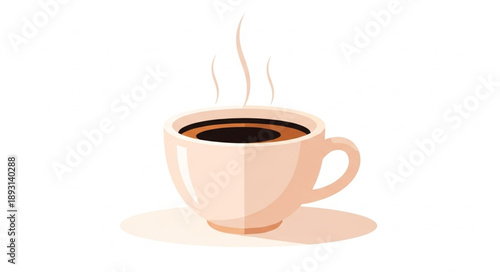 Steaming Cup of Hot Black Coffee with Aroma.