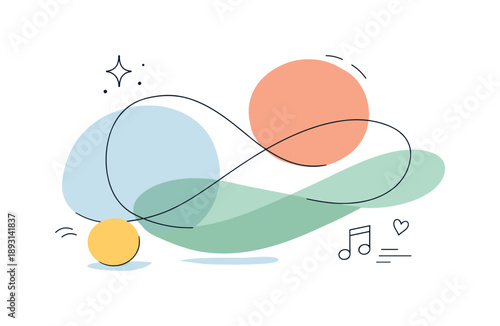 Gentle Abstract Rhythms. Emotional abstract composition. Gentle curves and simple shapes overlap and float, creating a sense of mood and rhythm. The