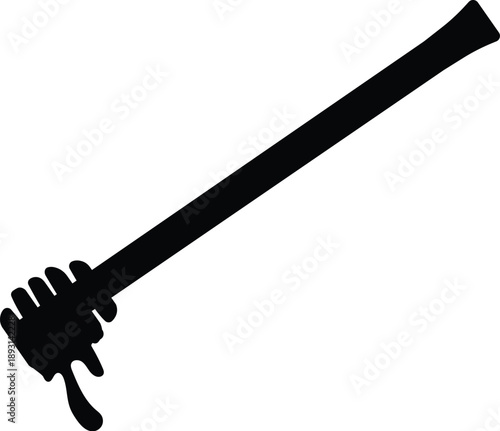 Black Honey Dipper Stick Silhouette Vector Illustration for Beekeeping, Sweet Food, and Dessert Design