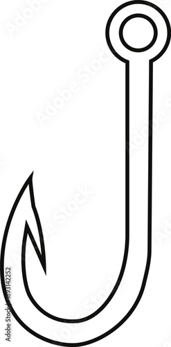 Simple Fishing Hook Line Art Vector Illustration for Angling, Bait, and Outdoor Sports Design