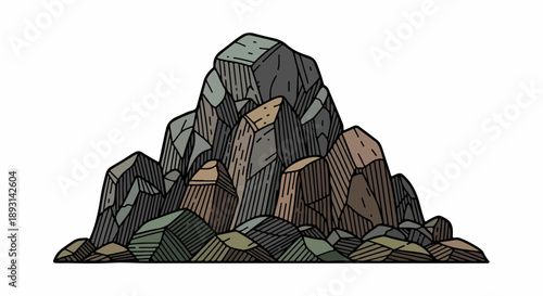 Rugged rock formation with jagged stones and earthy tones