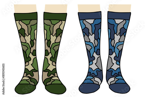 Military Style Socks Collection with Camouflage Inspired Tactical Design
