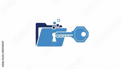 Blue key unlocking a folder.