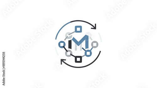 Blue M Logo With Arrows.