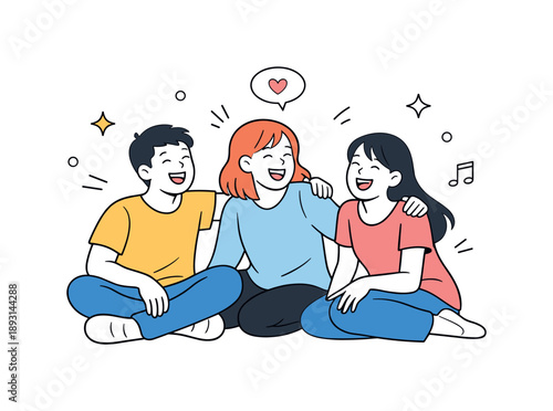 Joyful Friends Gathering. Laughter and connection. Friends standing or sitting together, enjoying a spontaneous moment of fun. Natural joy and emotional
