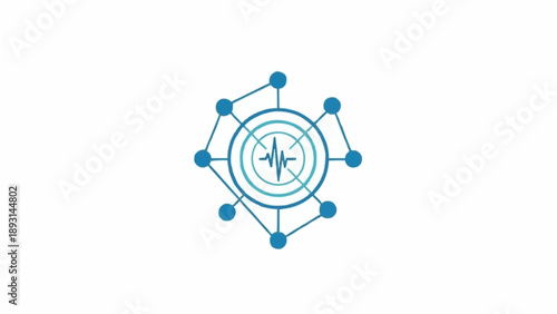 Blue Network Diagram with Central Hub.