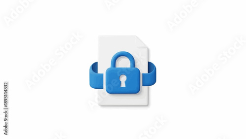 Blue Padlock on White Document Secure.