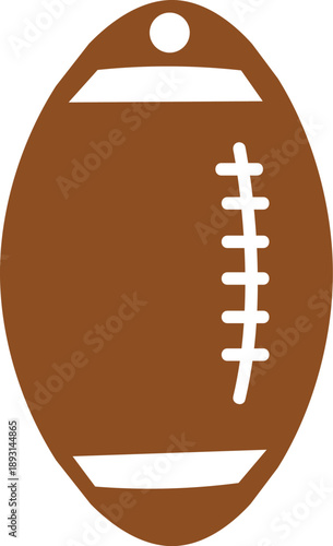 Brown American football earring charm silhouette for sports jewelry and athletic fan fashion design concepts isolated on white