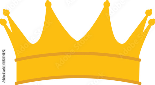 Yellow gold royal crown for monarch status leadership and professional quality success branding design concepts isolated on a white background