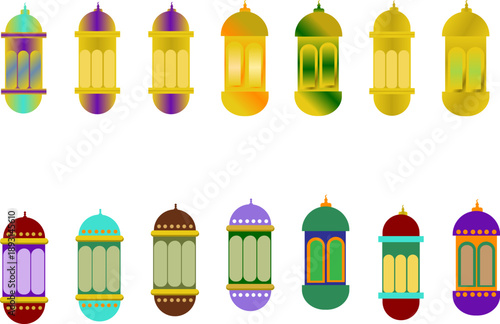 Flat and Gradient Ramadan Fanous Collection for Greeting Cards