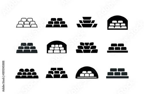 Stadium Seating Icons. stadium seats. Icon set. Set Logo of stadium seats: tiered seating rows. harmonious logo variations of the same emblematic concept, each